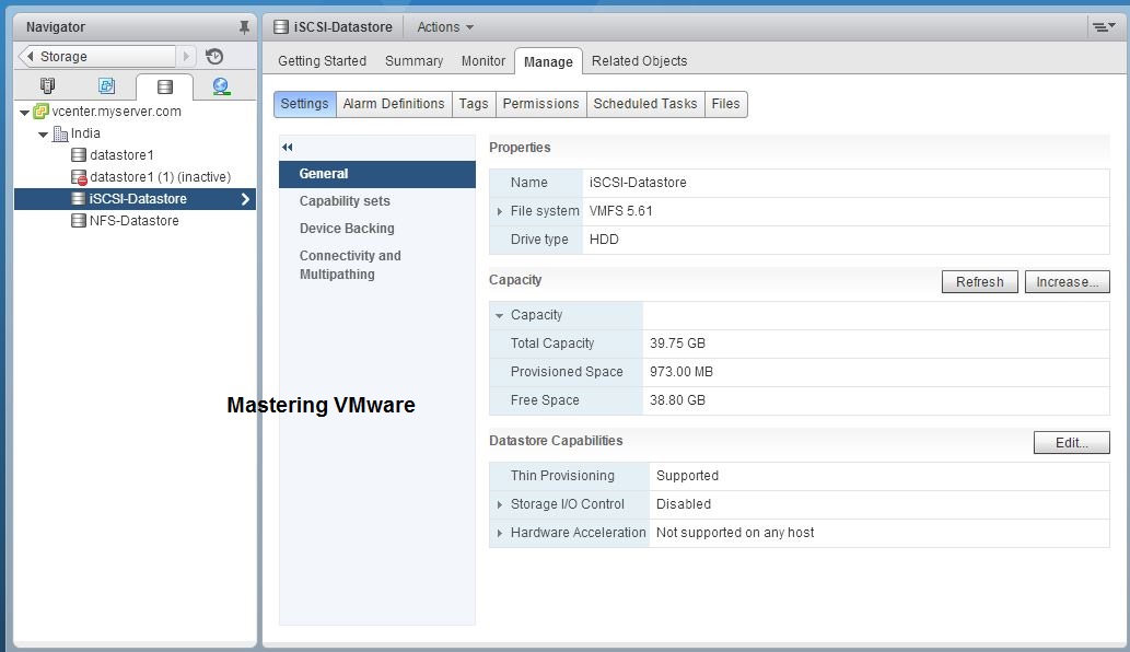 increase datastore size vmware esxi 5