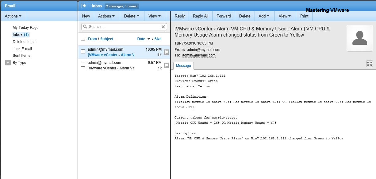 vsphere client 5.5 esxi email warnings setup