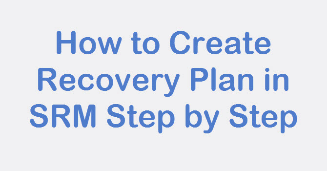 create recovery plan in srm