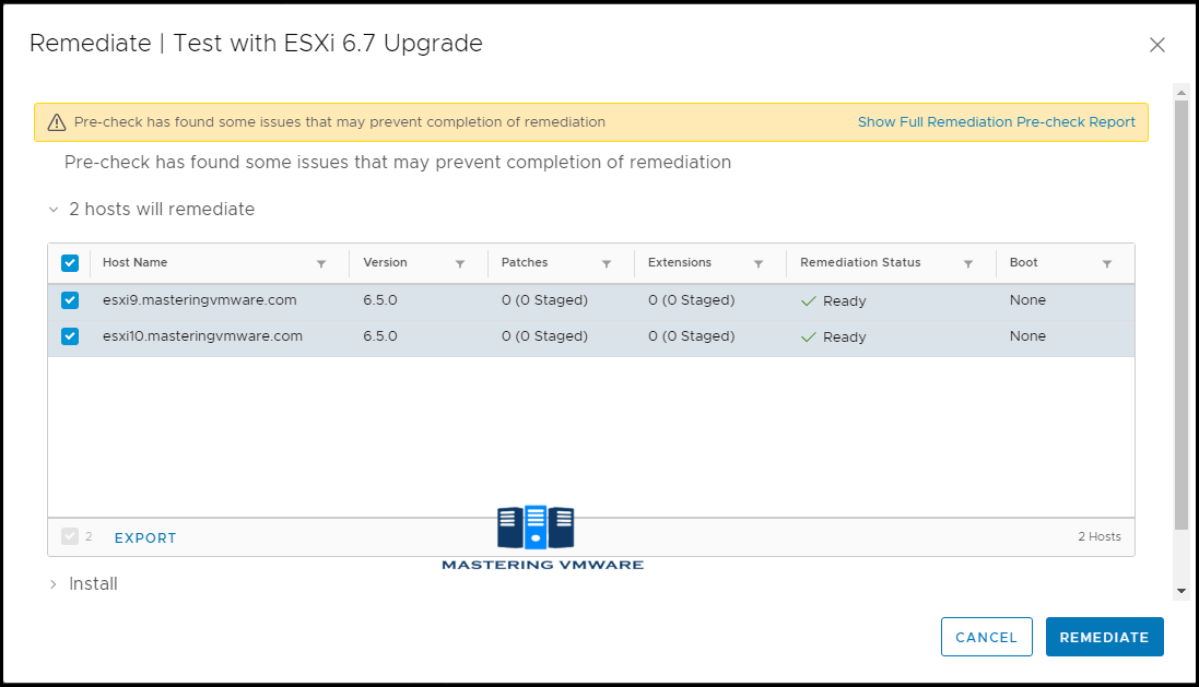 Remediate ESXi Hosts VMware Update Manager