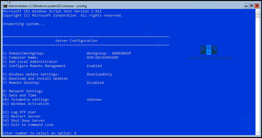 How to Recover the Command Prompt on Windows Server Core 2016