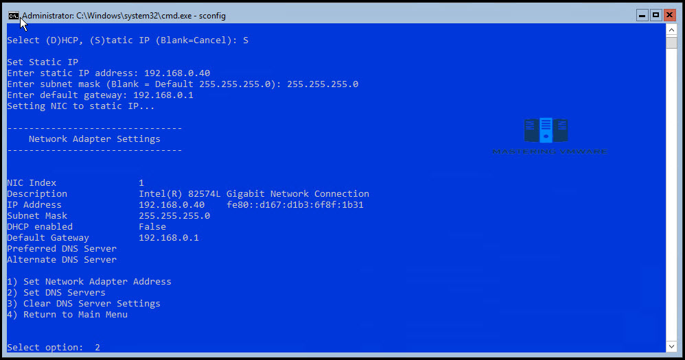 Configure Networking in Windows Server Core