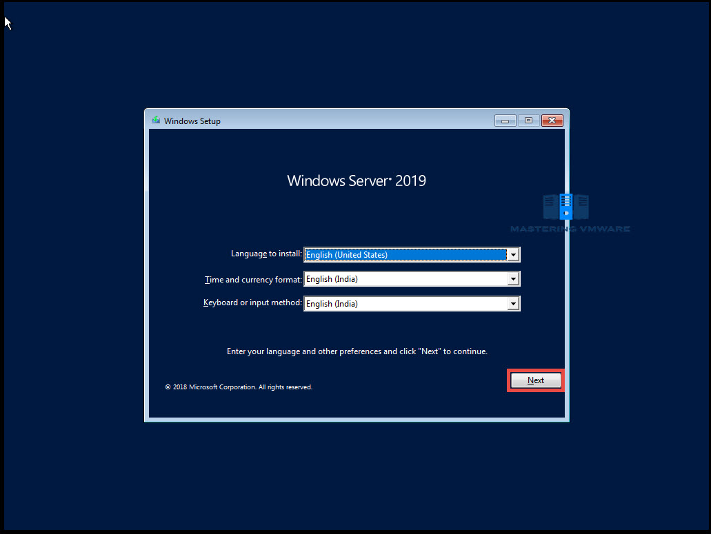 install windows server 2019 core